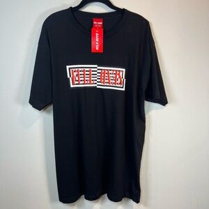 Full Send Nelk Boys Spell Out Crewneck T Shirt Black Short Sleeve Graphic NEW XL